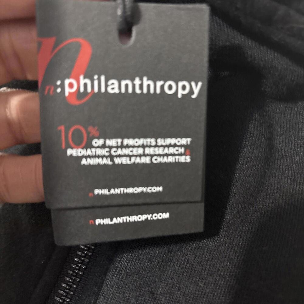 N:Philanthropy Womens 1/4 Zip Hoodie Sweatshirt Black Medium Raw Hem New With Ta - Picture 12 of 13